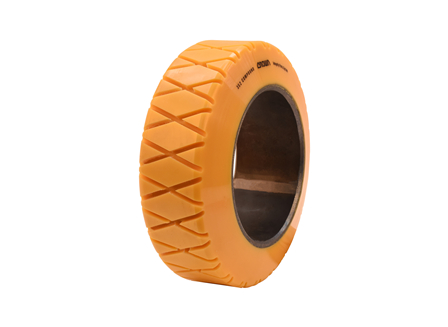 Polyurethane Tire, 13x4.5x8, Diamond Groove, Compound: 352, Non-Marking