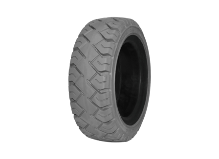 Tire, Solid Resilient, 140/55-9, Compound: 497, Non-Marking Grey