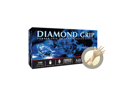 Diamond Grip Latex Gloves, Natural, 100PK