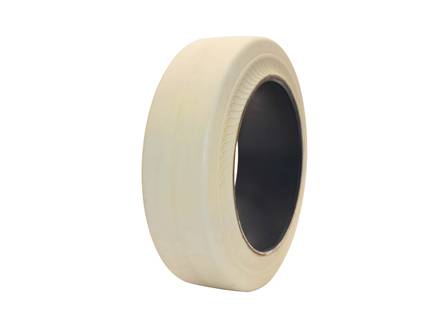 Tire, Rubber, 16x5x10.5, Smooth, Non-Marking Cream