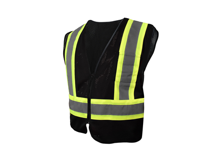Safety Vest, Class 1 Zippered, Black, Crown Branded