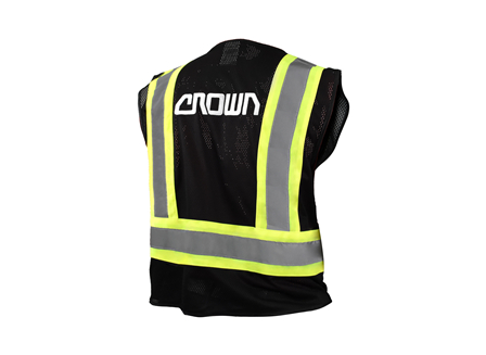Safety Vest, Class 1 Zippered, Large, Black, Crown Branded
