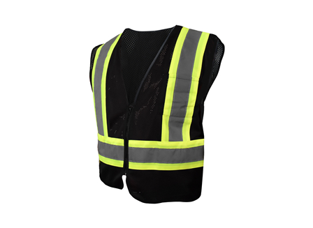 Safety Vest, Class 1 Zippered, XL, Black, Crown Branded
