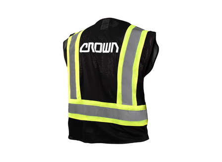 Safety Vest, Class 1 Zippered, XL, Black, Crown Branded
