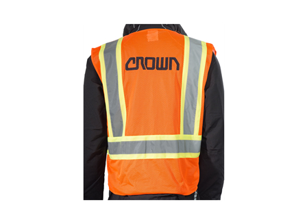 Safety Vest, Class 2 Zippered, Medium, High Visibility Orange, Crown Branded