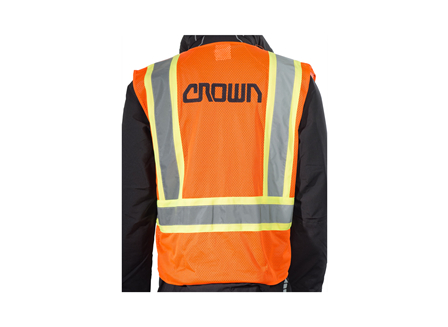 Safety Vest, Class 2 Zippered, Large, High Visibility Orange, Crown Branded