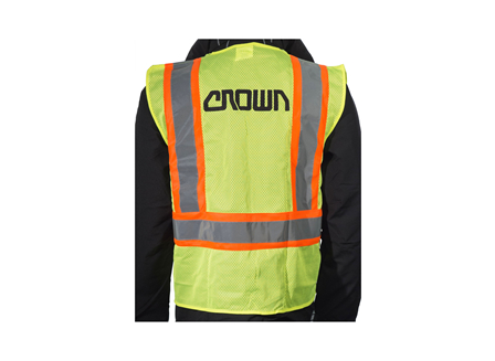 Safety Vest, Class 2 Zippered, Large, High Visibility Green, Crown Branded