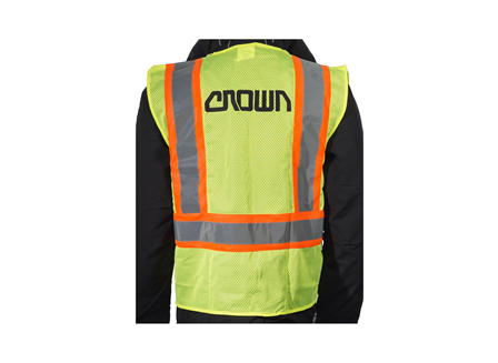 Safety Vest, Class 2 Zippered, XL, High Visibility Green, Crown Branded